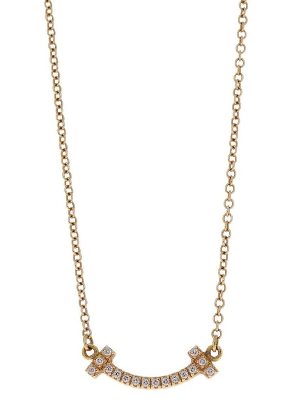 Tiffany & Co. T Smile Mini Pendant Necklace Au750 Diamond Jewelry 125499